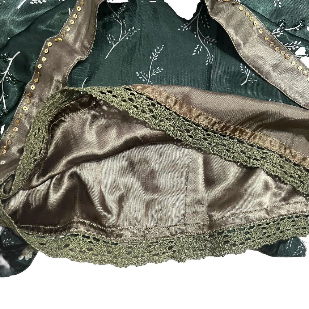 Vintage Oilily Green Skirt Medium Cottage Retro Embroidered Floral Y2K Boho M - Picture 9 of 15